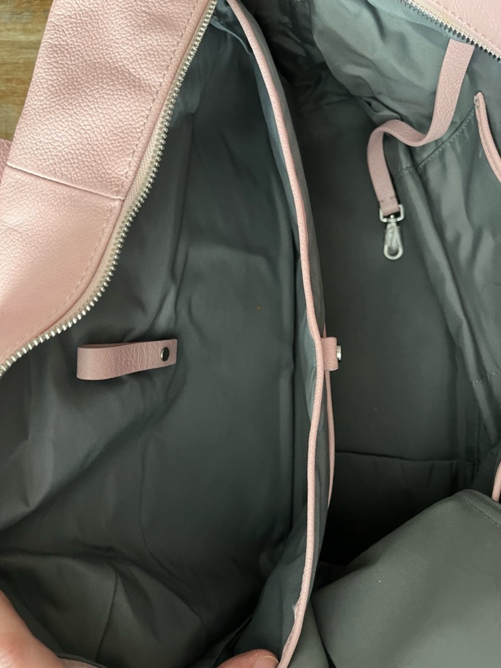 Away Pink Leather Weekender Travel Bag with Removable Strap - Picture 6 of 14
